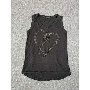 Vintage Diesel Tank Top Womens XS Black Y2K Heart